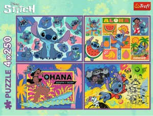 Trefl – Puzzle 4w1 Niezwykły Stitch - 4x250 elementów  – 33110