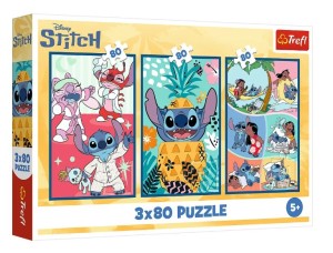 Trefl - Stitch - Puzzle 3x80 - Świat Stitcha - 34885