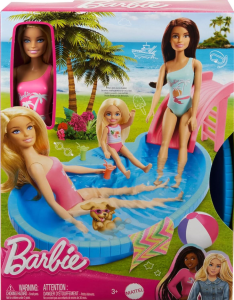 Barbie Basen dla lalek ze zjeżdżalnią + Lalka - HRJ74