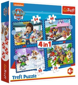 Trefl – Puzzle 4w1 – Psie sprawy - 34650