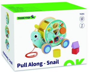 TookyToy - Drewniany sorter do ciągnięcia - Ślimak - TK491