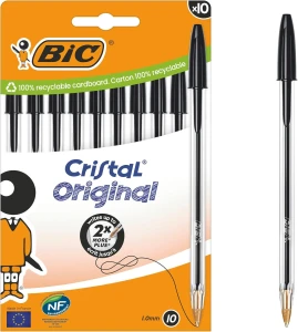 BIC - Zestaw 10 długopisów Cristal Original 4753 - czarny