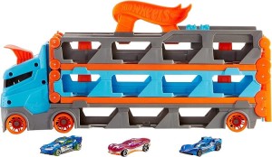 Hot Wheels – Wyścigowy transporter 2w1 + 3 autka HGH33
