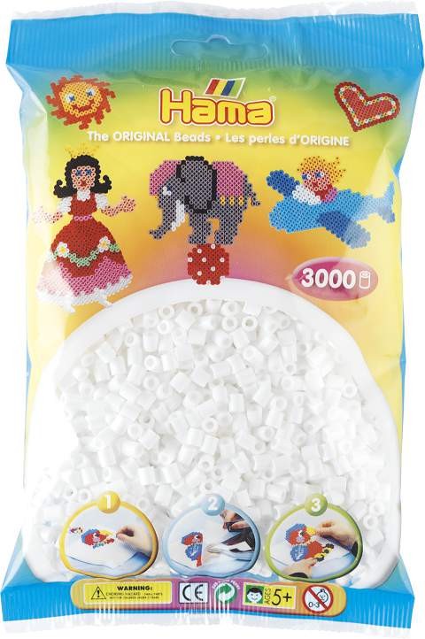 Koraliki Hama MIDI 3000 Koralików 201-01 Kolor Biały