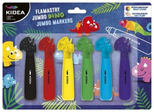 Kidea - Flamastry Jumbo z figurkami dinozaurów 6 szt. 8125