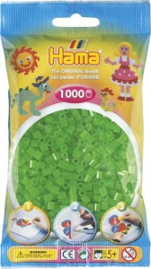 Koraliki Hama MIDI 1000 Koralików 207-37 Kolor Zielony Neonowy Transparentny