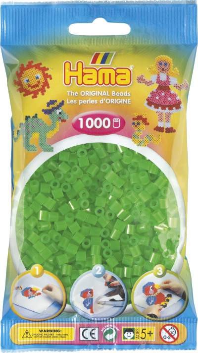 Koraliki Hama MIDI 1000 Koralików 207-37 Kolor Zielony Neonowy Transparentny