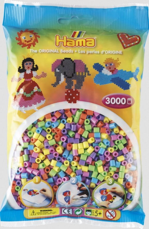 Koraliki Hama MIDI 3000 Koralików 201-50 Kolor MIX Pastelowy