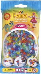 Koraliki Hama MIDI 1000 Koralików 207-54 Kolor MIX 6 Kolorów Transparentnych z Brokatem