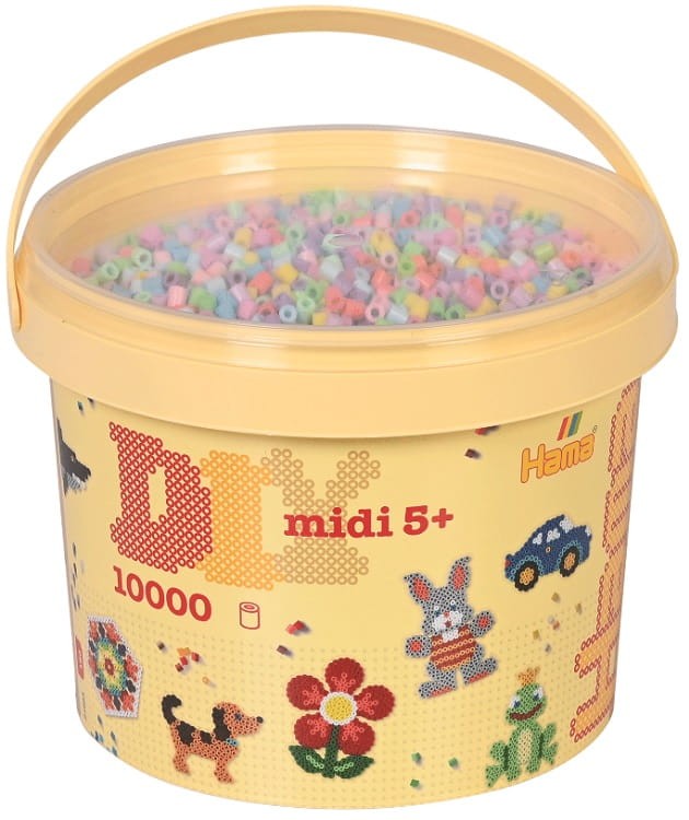 Hama MIDI 180-51 - 10.000 koralików w wiaderku pastelowe